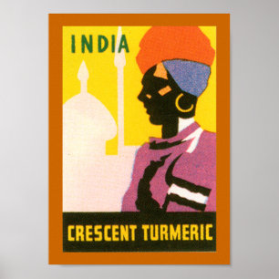 Pôster Rótulo Tumérico Crescente (borda)