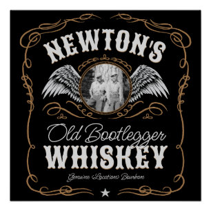 Pôster Rótulo Whiskey Antigo ADICIONAR Nome da Família FO