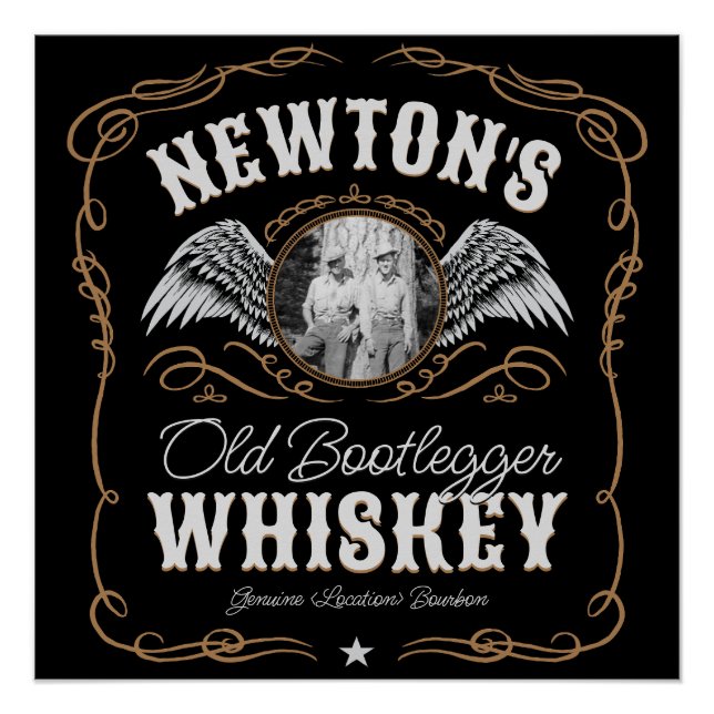 Pôster Rótulo Whiskey Antigo ADICIONAR Nome da Família FO (Frente)