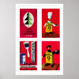 Poster Rótulos de Caixa de Fósforos Polonesa Vermelha, Im