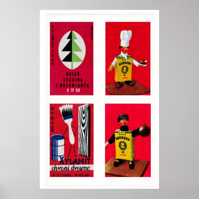 Poster Rótulos de Caixa de Fósforos Polonesa Vermelha Imp (Frente)