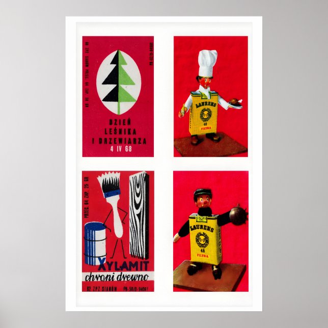 Poster Rótulos de Caixa de Fósforos Polonesa Vermelha Imp (Frente)