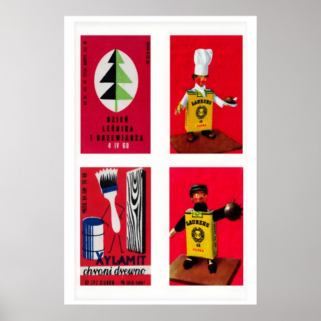 Poster Rótulos de Caixa de Fósforos Polonesa Vermelha Imp (Frente)