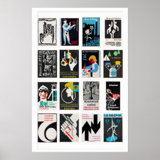 Poster Rótulos de Caixa de Fósforos Preta em Grid, Epheme