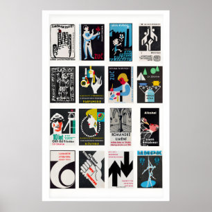 Poster Rótulos de Caixa de Fósforos Preta em Grid, Epheme