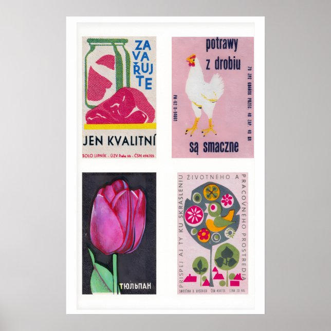 Poster Rótulos de Caixa de Fósforos Rosa em Grid, Ephemer (Frente)