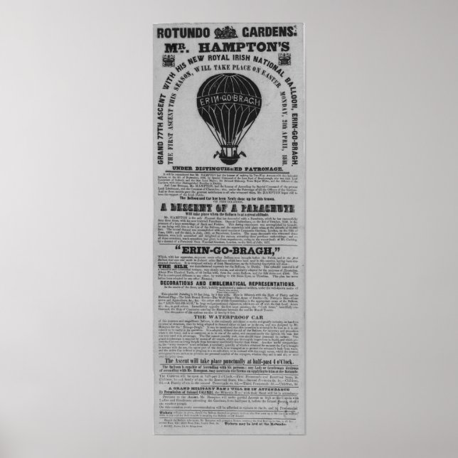 Poster Rotunda Baloon Ascent, Antique Dublin Irlanda (Frente)