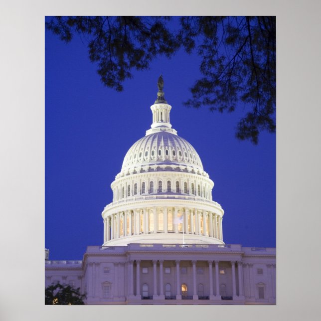Poster Rotunda do Capitólio dos EUA à noite, Washington (Frente)