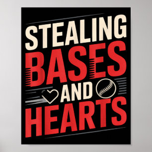 Poster Roubando Bases E Corações Piadas de Beisebol Espor