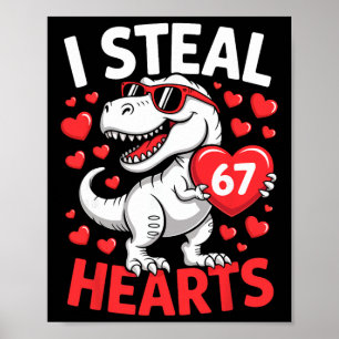 Poster Roubo 67 Corações Engraçado 67 Dinossauro Homens n