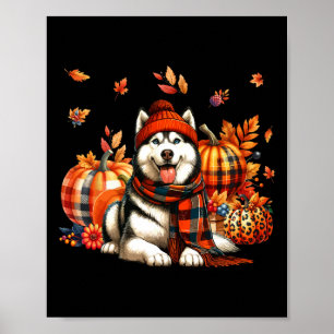 Poster Rouco Ação de Graças Leopard Pumpkins Cai Folhas L