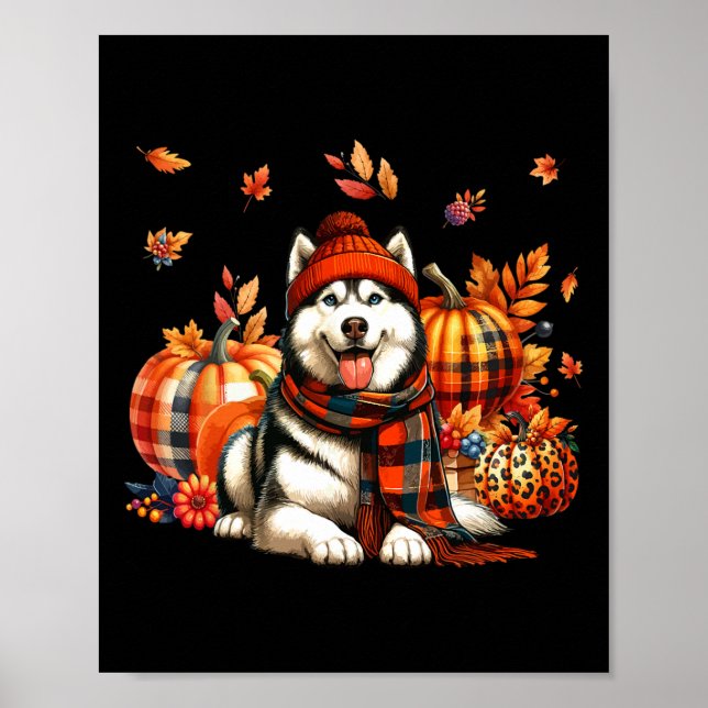 Poster Rouco Ação de Graças Leopard Pumpkins Cai Folhas L (Frente)