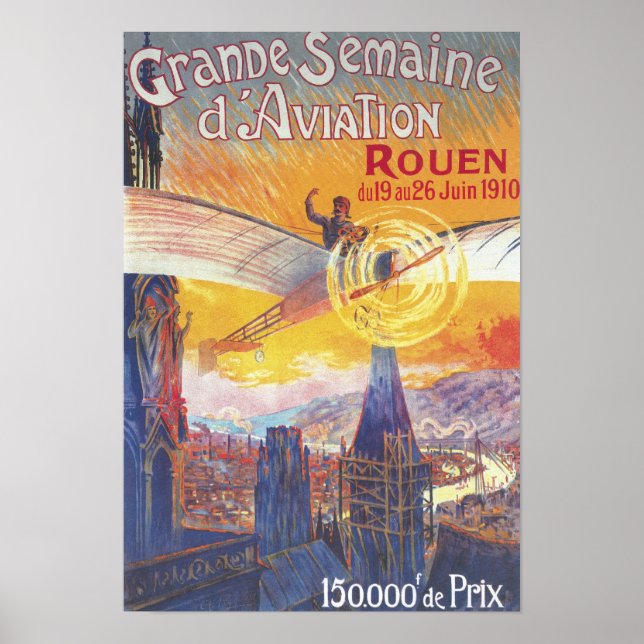 Poster Rouen, France - Pilot and Plane (Frente)