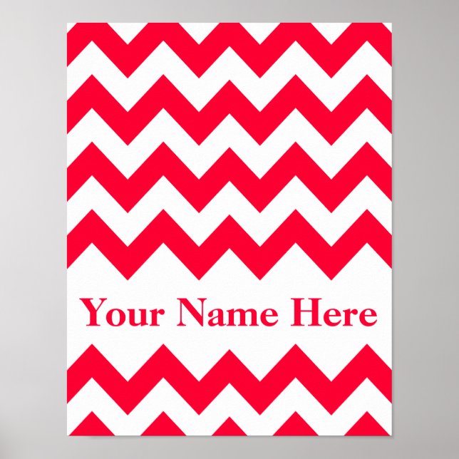 Poster Rouge Bold Chevron com monograma (Frente)