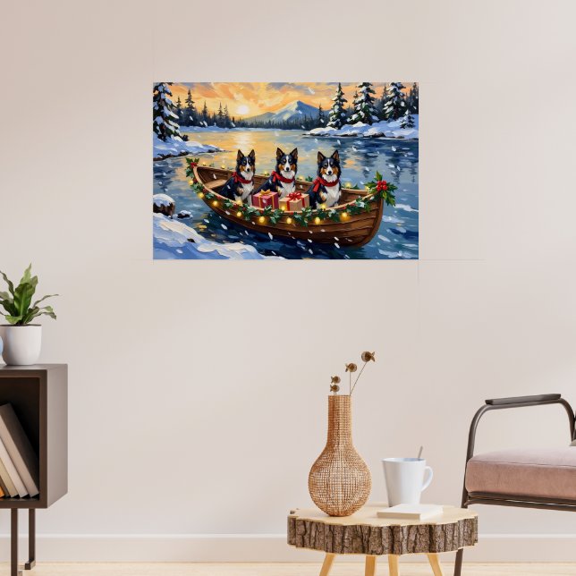 Poster Rough Collie Christmas Boat Holiday (Sala de Estar 3)