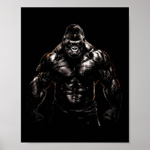 Poster Roupa de Academia de Macaco Gorila Motivação de Tr