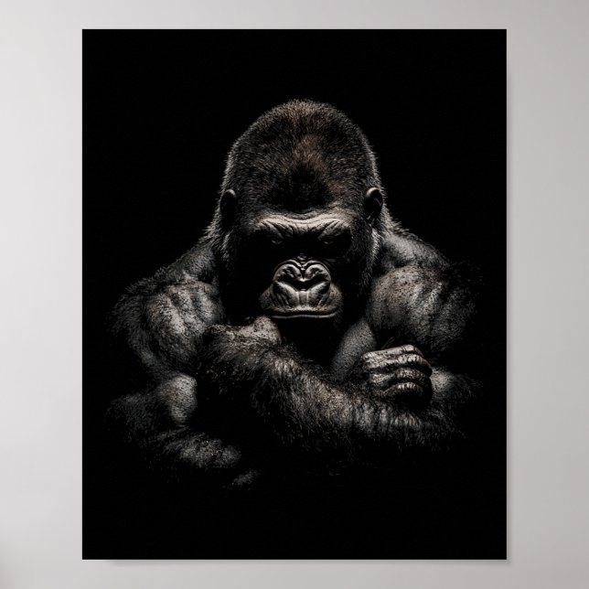 Poster Roupa de Academia de Macaco Gorila Motivação de Tr (Frente)