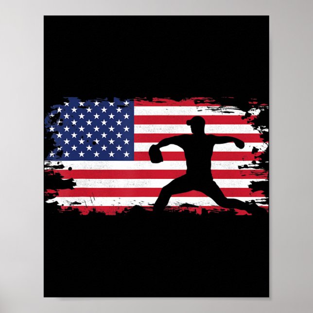Poster Roupa de Baseball de Bandeira Americana - Baseball (Frente)