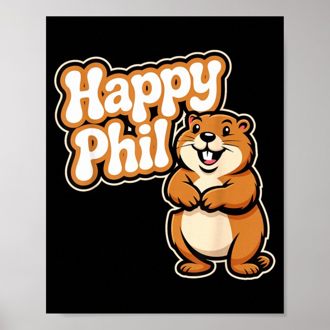 Poster Roupa de Dia da Marmota do Punxy Phils Fofa 2 de F (Frente)