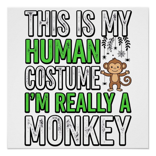 Pôster Roupa de Humano de Macaco Engraçado Design de Cami (Frente)