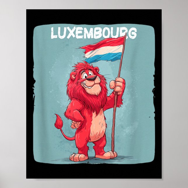 Poster Roupa de Leão com a Bandeira do Luxemburgo para Ra (Frente)