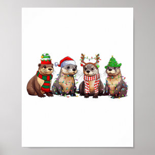 Poster Roupa de Natal de Lontra Fofa, Pijama de Natal Div