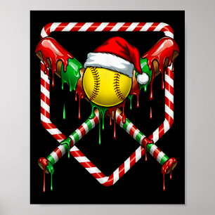 Poster Roupa de Natal Softbol Chapéu de Papai Noel Sorvet