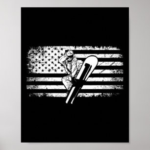 Poster Roupa de Snowboard da Bandeira Americana - Snowboa