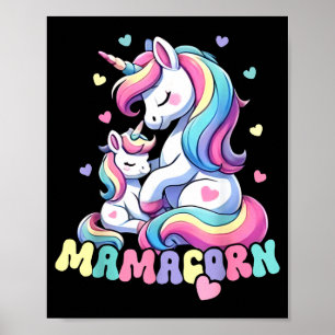 Poster Roupa engraçada de mamacorn dia das mães unicórnio