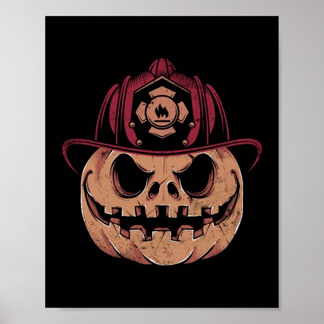 Poster Roupa fina de Halloween do Bombeiro (Frente)