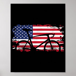 Poster Roupas de Ciclismo de Estrada com Bandeira America