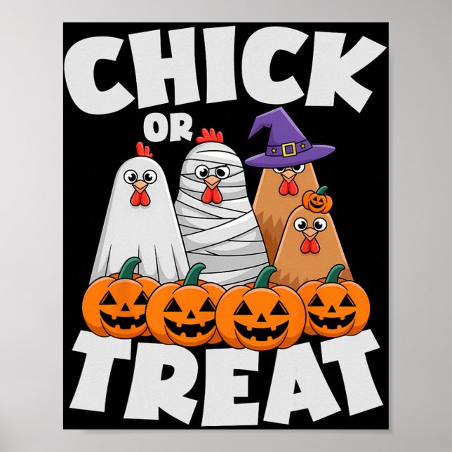 Poster Roupas de Halloween para Frango ou Tratamento de G (Frente)