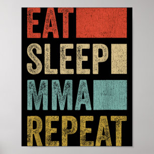 Poster Roupas de MMA Retro Coma Dormir MMA Repetir MMA En