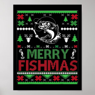 Poster Roupas de Natal Feias para Pescaria B Peixe