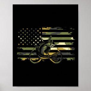 Poster Roupas de Pesca Camufladas com a Bandeira American