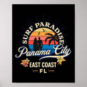 Poster Roupas de Surf de Praia de Cidade do Panamá Vintag