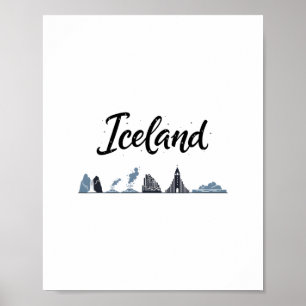 Poster Roupas de Viagem Férias Islândia Silhueta