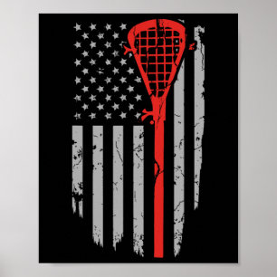 Poster Roupas Infantis de Lacrosse com Bandeira Americana