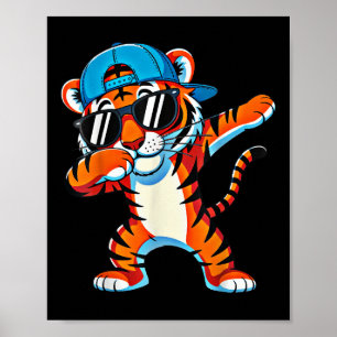 Poster Roupas Legais de Tigre Dabbing Fofos para Homens e