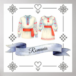 Poster Roupas romenas, roupa tradicional