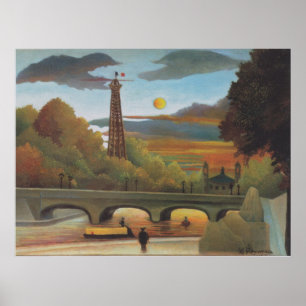 Poster Rousseau Seine e Torre Eiffel no Posto do pôr do s
