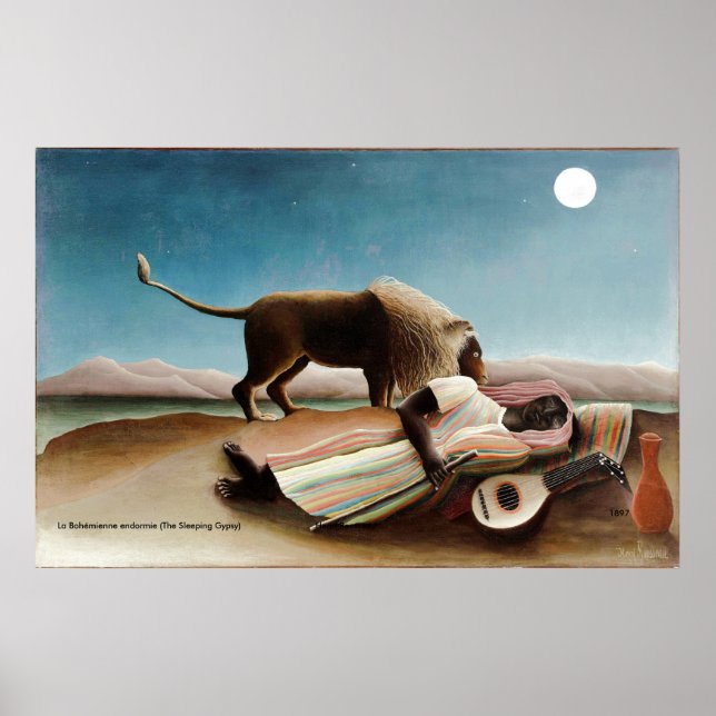 Pôster Rousseau's "The Sleeping Gypsy" (1897) (Frente)