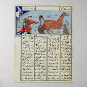 Poster Roustem que captura seu cavalo, 'do Shahnama