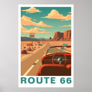 Poster Route 66 Classic Road Trip Travel Art