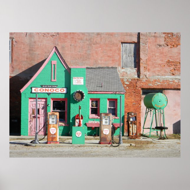 Poster Route 66 Old Conoco Station (Frente)