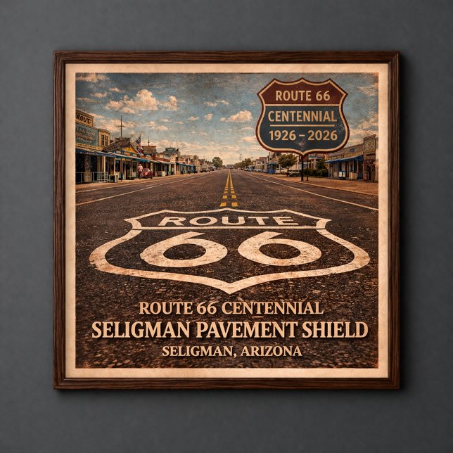 Poster Route 66 Seligman Pavement Shield (Criador carregado)