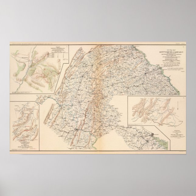 Pôster Route, campanha de Gettysburg (Frente)