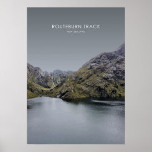 Poster Routeburn Track, Nova Zelândia - Ilustração de Via