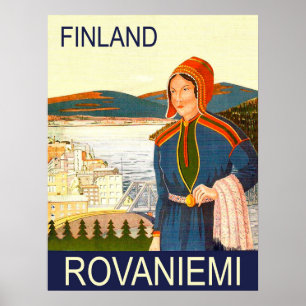 Poster Rovaniemi, Finlandia, mulher na costa
