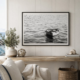 Poster Row Boat on Calm Water Minimalist Nautical